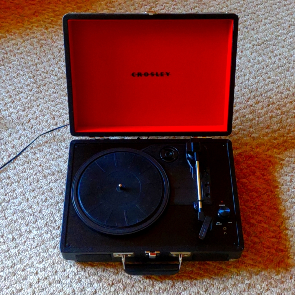 Crosley Vintage Record Player Black and Red Plug in Vinyl Player